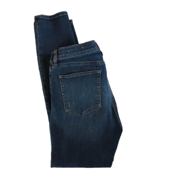Loft Modern Skinny Mid Rise Dark Wash Distressed Jeans women’s size 6 - Picture 5 of 11